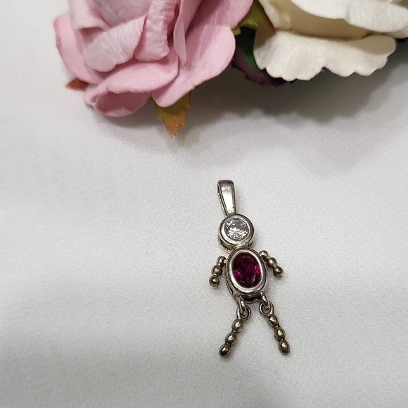 925 Sterling Silver Ruby Red Stone Charm. - Picture 4 of 4